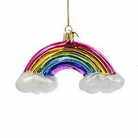 Rainbow and Clouds Glass Ornament