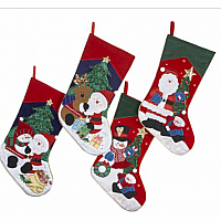 19" Embroid Santa/snowman Stocking