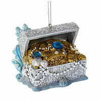 Under Sea Treasure Chest With Gems Ornament 2.5"