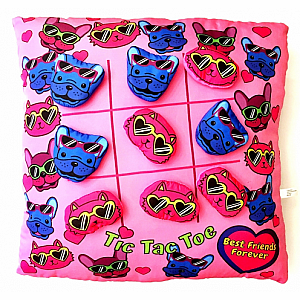 Cats and Dogs Tic Tac Toe Pillow